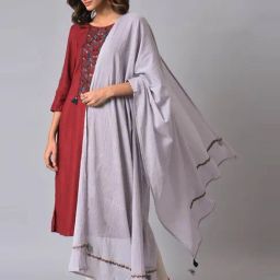 W Purple Cotton Dupatta-16