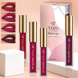 VOZO Set Of 4 Stay-All-Day Matte Liquid Lipstick-4ml Each-104-105-106-201-12