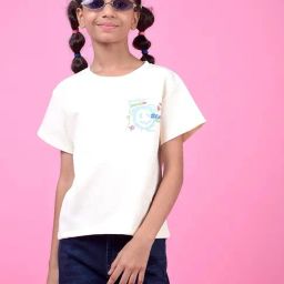 Crimsoune Club Girls Cream Graphic T-Shirt-image-73