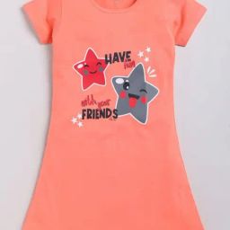 Todd N Teen Kids Peach Printed Nighty-image-76