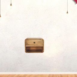 Artisan Furniture Brown Wood Mini Oakish Wall Mounted Bedside Table with Open Slot-image-84