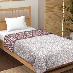 CHICERY Purple & White Floral Printed AC Room 210 GSM Cotton Single Bed Dohar-7