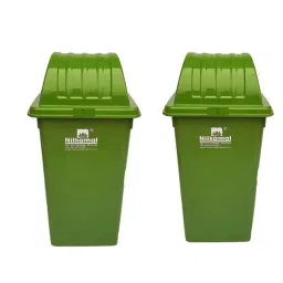 Nilkamal 100 L Green Plastic Dome Lid Dustbin (Pack of 2)-11