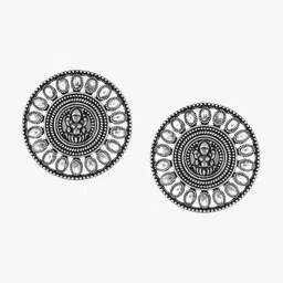 Sangria Silver-Plated Artificial Stones Studded Circular Temple Studs image 4