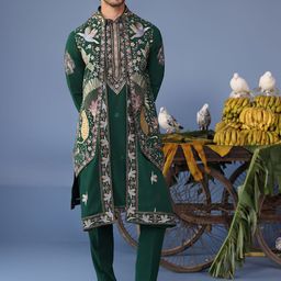 KALPRAAG Men Floral Embroidered Regular Sequinned Kurta with Trousers & With Dupatta-picture-22