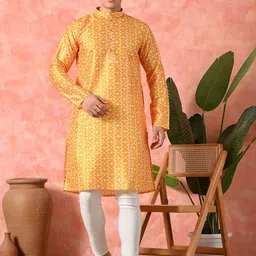 7 GEN Men Ethnic Motifs Printed Ombre Festive Silk Straight Kurta-picture-16