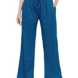 PATRORNA Teal Loose Fit Mid Rise Palazzos-image-84