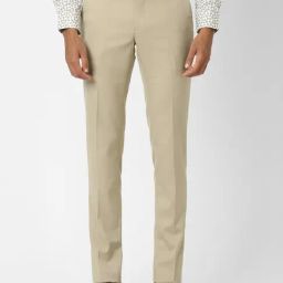 Peter England Beige Slim Fit Trousers-picture-1