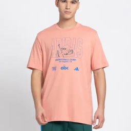 adidas LIL STRIPE SC Orange Loose Fit Sports T-Shirt-image-42