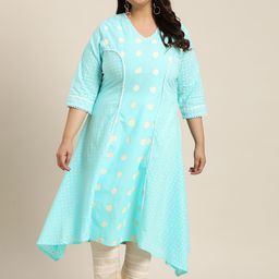 Sztori Women Plus Size Printed Pure Cotton Kurta with Trousers-51