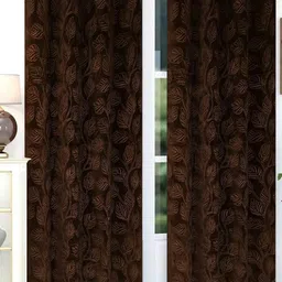 B' Decorlish Brown Set of 2 Floral Room Darkening Door Curtain-image-97
