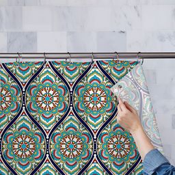 ArtzFolio Blue & White Printed Shower Curtains-image-38