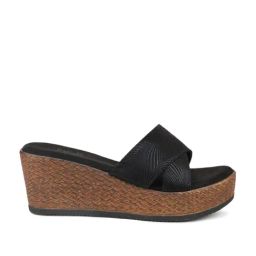 Inc.5 Women's Black Cross Strap Wedges-image-60