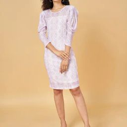 Annabelle by Pantaloons Mauve & White Printed Shift Dress-3