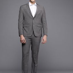 Louis Philippe Slim-Fit Single-Breasted Two-Piece Checked Formal Suit-28