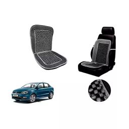 Auto Pearl Car Wooden Bead Seat Cushion with Grey Velvet Border Compatible for Volkswagen Ameo-image-93