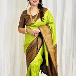 KALINI Woven Design Zari Pure Silk Kanjeevaram Saree-image-13