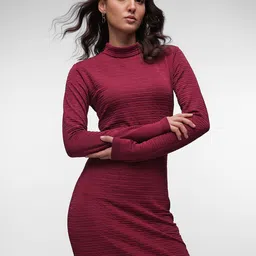 French Connection Turtle Neck Bodycon Maxi Dress-image-90