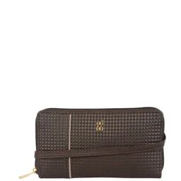 Baggit Dark Brown Textured Zip Around Wallet for Women-image-65