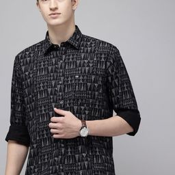 Arrow Manhattan Slim Fit Geometric Printed Pure Cotton Casual Shirt-image-65