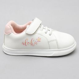 Babyoye Casual Shoes with Velcro Closure and Text Print - White-image-88