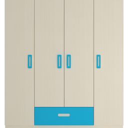 Adona Elanza 4 Door Wardrobe With Drawer And Grooved Handles Light Wood - Azure Blue-image-73
