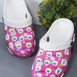 LIBERTY Perforated Abstract Play Theme Printed Clogs - Pink-image-74