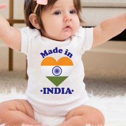 KNITROOT Independence Theme Half Sleeves Made In India Printed Onesie -White-image-14
