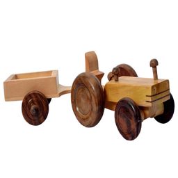 Desi Karigar Beautiful Wooden Tractor Trolley Moving Toy-15