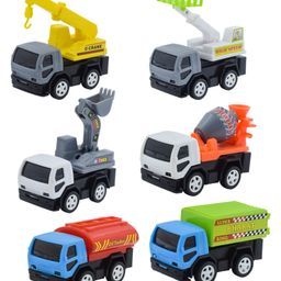 WISHKEY Plastic Push and Go Construction Truck Set, Friction Powered Construction Trucks Excavator, Moveable Parts, Non-Toxic Plastic, Multicolor, 3+ Years (Set of 6)-7