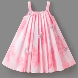 Mark & Mia Sleeveless Pleated Party Frock with Butterfly Applique - Pink-image-68