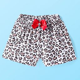 CrayonFlakes Animal Printed Bow Applique Detailed Shorts - Off White-image-34