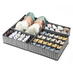 House of Quirk Set of 4 Foldable Storage Box Drawer Divider Organizer Closet Storage for Socks Bra Tie Scarfs - Grey-picture-33