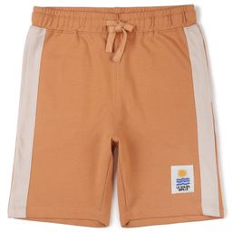 ALAN JONES Cotton Blend Knit Colour Blocked Shorts - Brown-picture-45