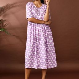 Jaipur Kurti Women Floral Printed A-Line Midi Ethnic Dress-picture-10
