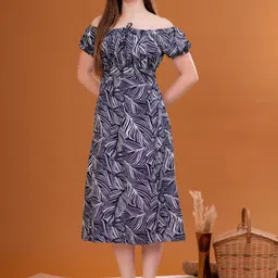 OH MI DIOS Women Floral Printed Off-Shoulder Fit & Flare Midi Dress-image-90