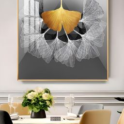 THE NEXT DECOR Yellow & Grey Ginkgo Leaf Wall Art-5