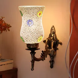 Devansh White & Blue Textured Metal Traditional Wall Lamp-image-37
