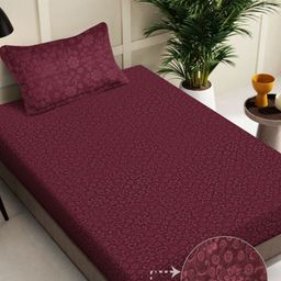 Myntra Elegant Homes Maroon Printed Woollen 300 TC Single Bedsheet Set 2.25 m X 1.5 m-image-18