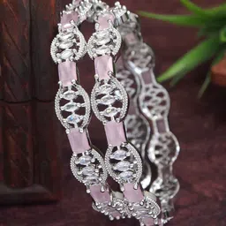 Anouk Set Of 2 Silver-Plated American Diamond Studded Bangles-picture-4