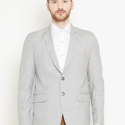 Shaftesbury London Men Grey Slim Fit Solid Single-Breasted Smart Casual Blazer-25