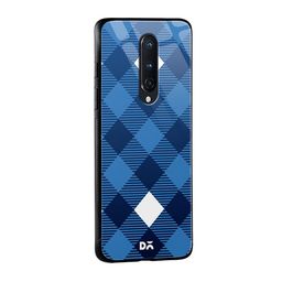 DailyObjects Blue & White Small Static Nightfall Checks OnePlus 8 Glass Case image 2