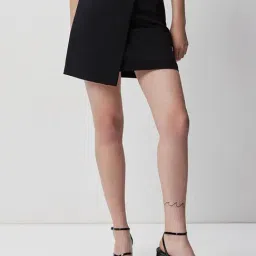 Cover Story Black Wrap Mini Skirt-image-47