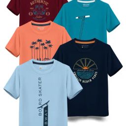 HELLCAT Kids Multicolor Printed T-Shirt (Pack Of 5)-image-47