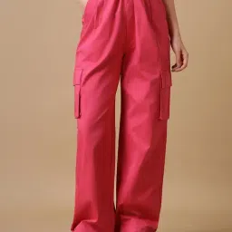 Bewakoof Pink Relaxed Fit Mid Rise Pants-picture-28