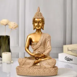 Tayhaa Golden Resin Eternal Wisdom Tranquility Buddha Idol-image-5