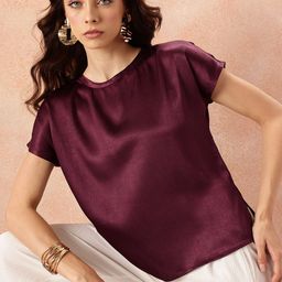 all about you Crinkle Effect Extended Sleeves Satin Finish Top-picture-11