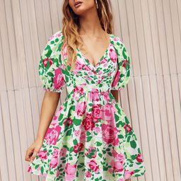 bebe Floral Print Puff Sleeve Fit & Flare Dress-image-81