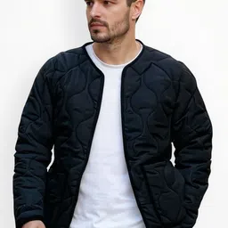Mast & Harbour Men Collarless Solid Quilted Jacket-picture-21