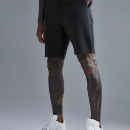 boohooMAN Waffle Weave Slim Fit Shorts-image-5